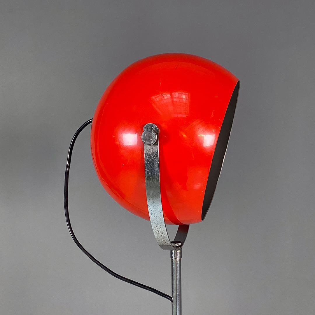 Italian Modern Red and Chromed Metal Adjustable Floor Lamp with Marble Base 1970 For Sale 7