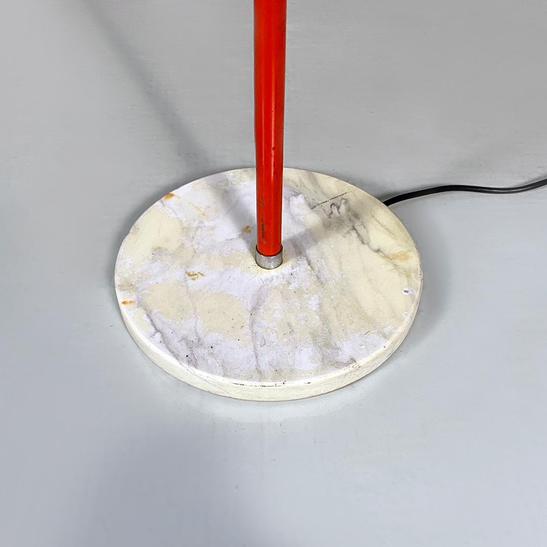 Italian Modern Red and Chromed Metal Adjustable Floor Lamp with Marble Base 1970 For Sale 13