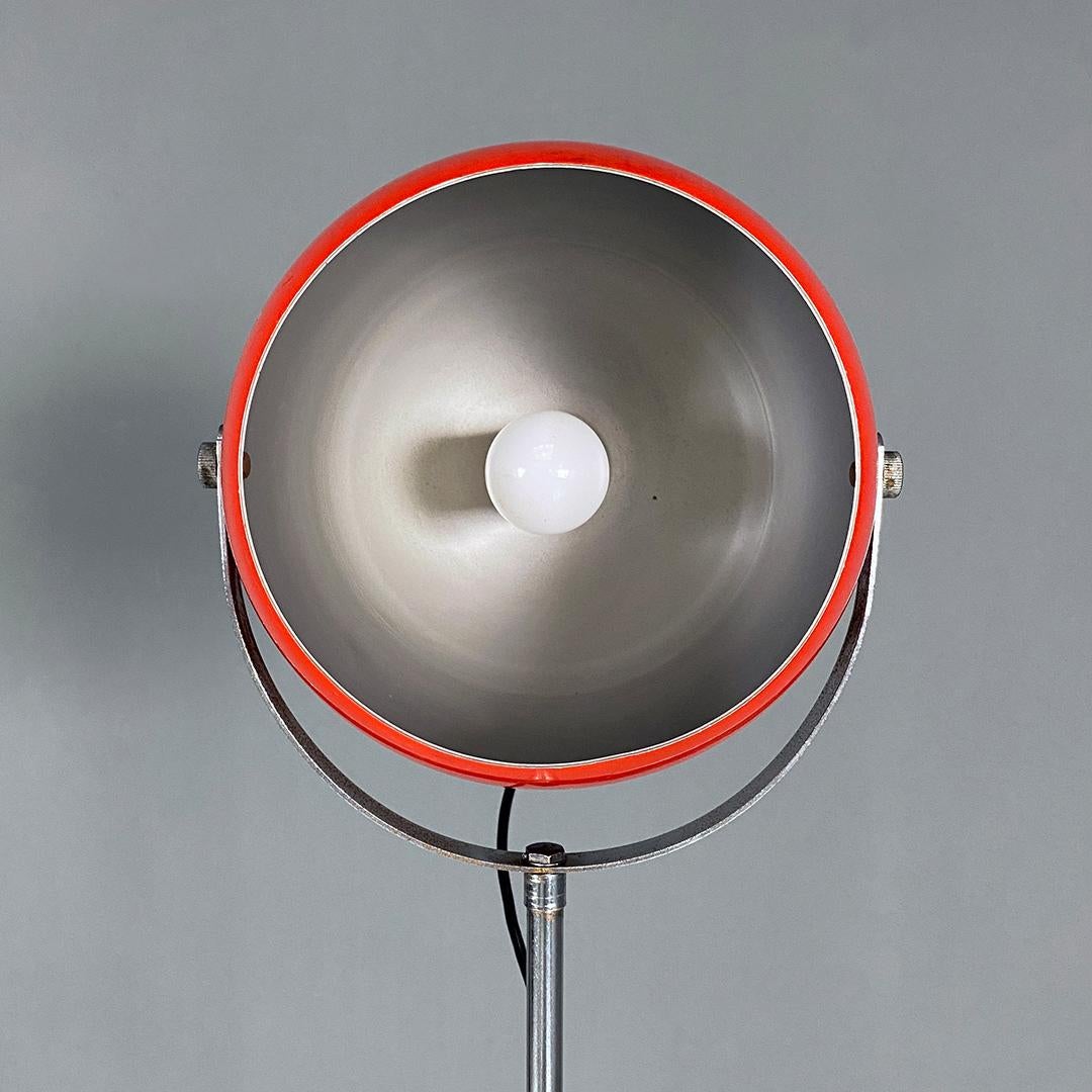Italian Modern Red and Chromed Metal Adjustable Floor Lamp with Marble Base 1970 For Sale 4