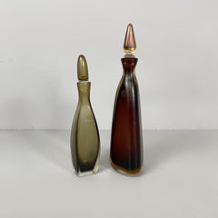 Italian modern Red and gray Murano glass bottles with cap by Venini, 1990s