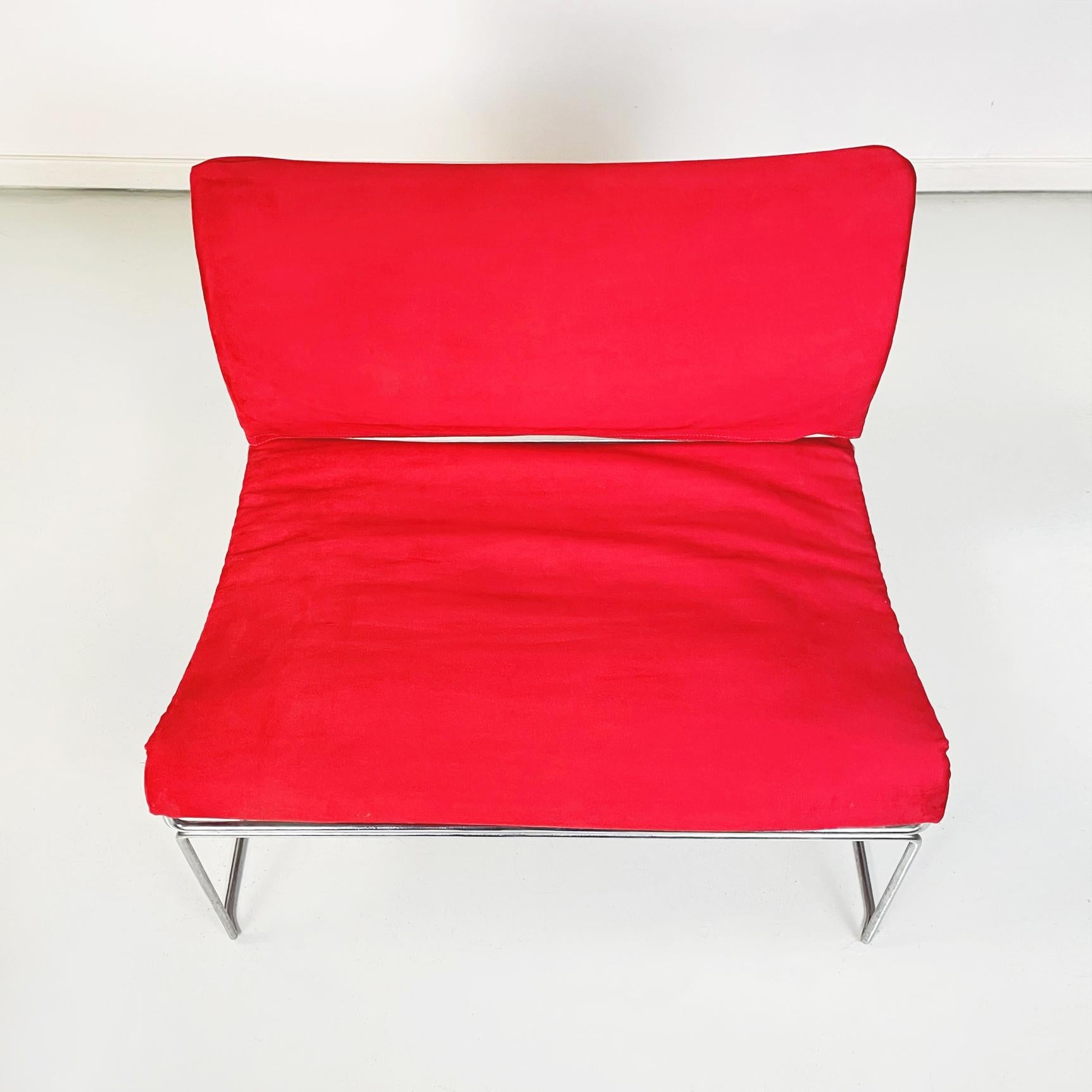 Steel Italian Modern Red Armchair Mod. Saghi by Kazuhide Takahama for Gavina, 1970s For Sale