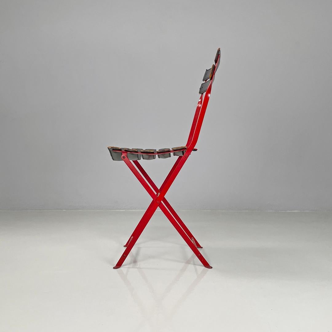 Moderno Sedia Celestina moderna italiana rosso nera pieghevole Marco Zanuso per Zanotta, anni '70 in vendita