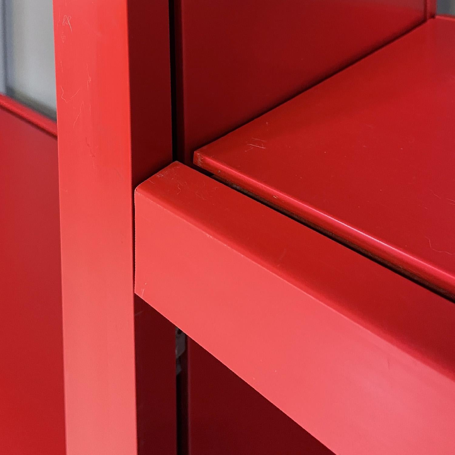 Italian modern red bookcase Dodona 300 by Ernesto Gismondi for Artemide, 1970s 2