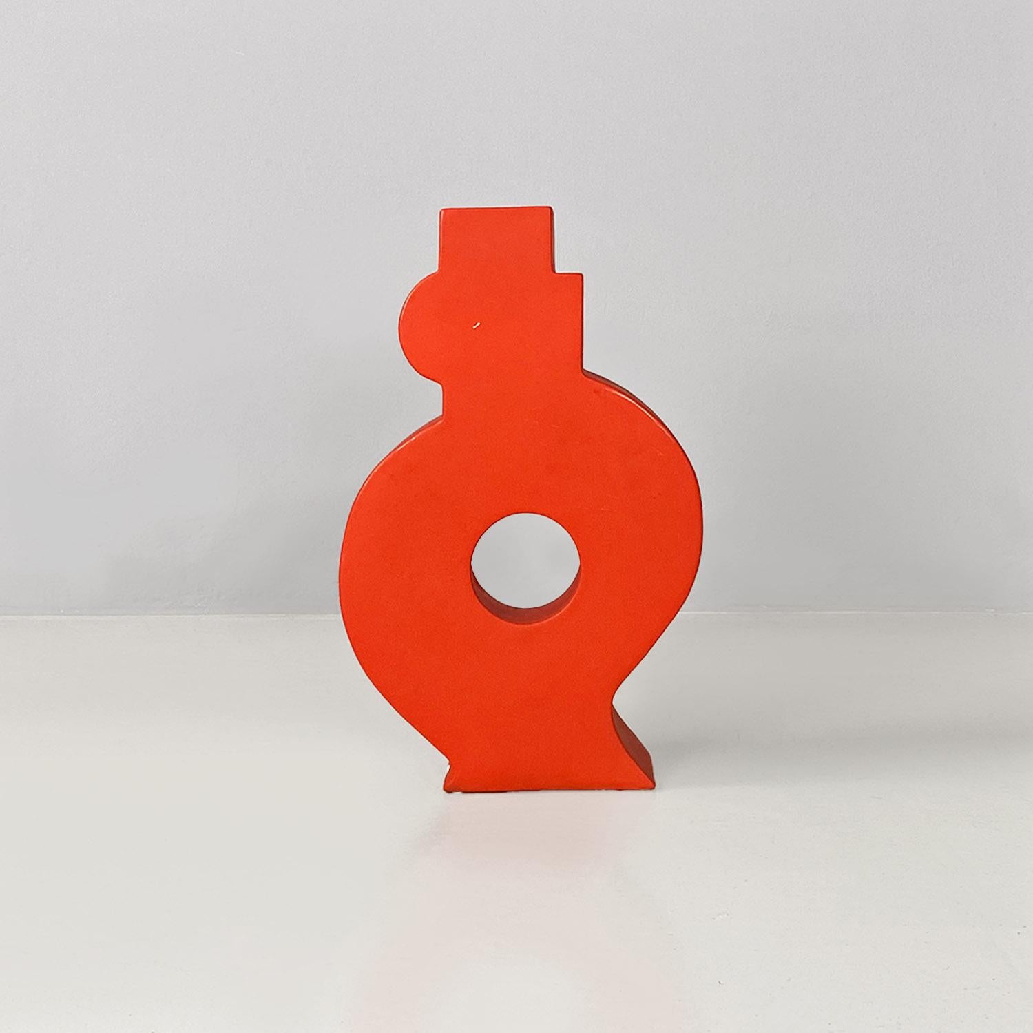 Modern Italian modern red ceramic Picassa vase sculpture by Florio Pac Paccagnella 2023 For Sale