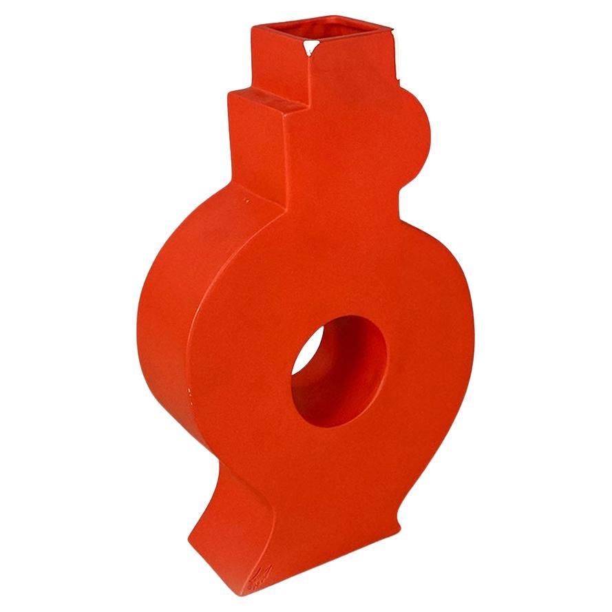 Italian modern red ceramic Picassa vase sculpture by Florio Pac Paccagnella 2023 For Sale