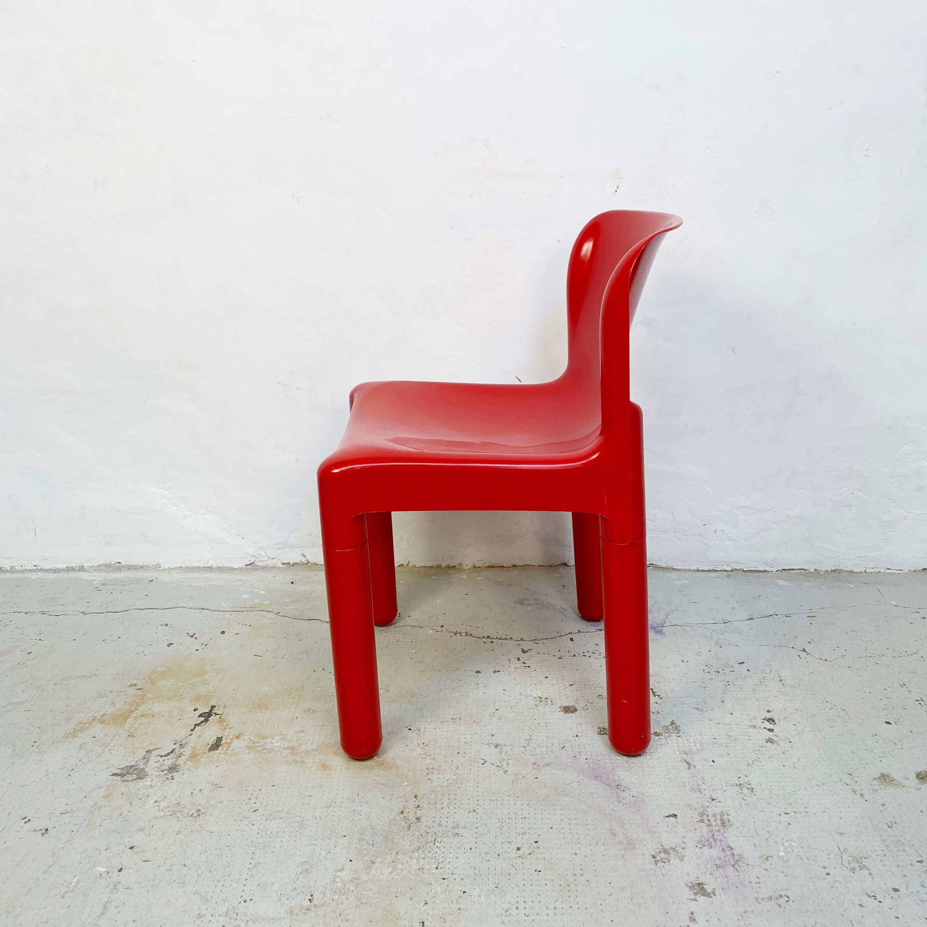 Mid-Century Modern Italian Modern Red Chairs Mod. 4875 by Carlo Bartoli for Kartell, 1970s