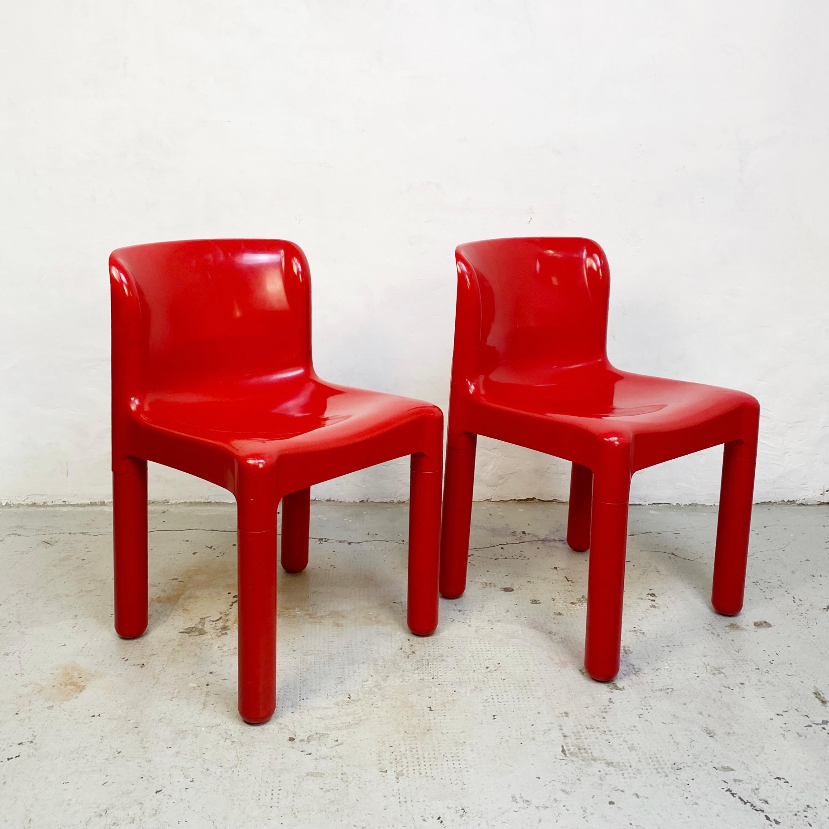 Italian Modern Red Chairs Mod. 4875 by Carlo Bartoli for Kartell, 1970s 1