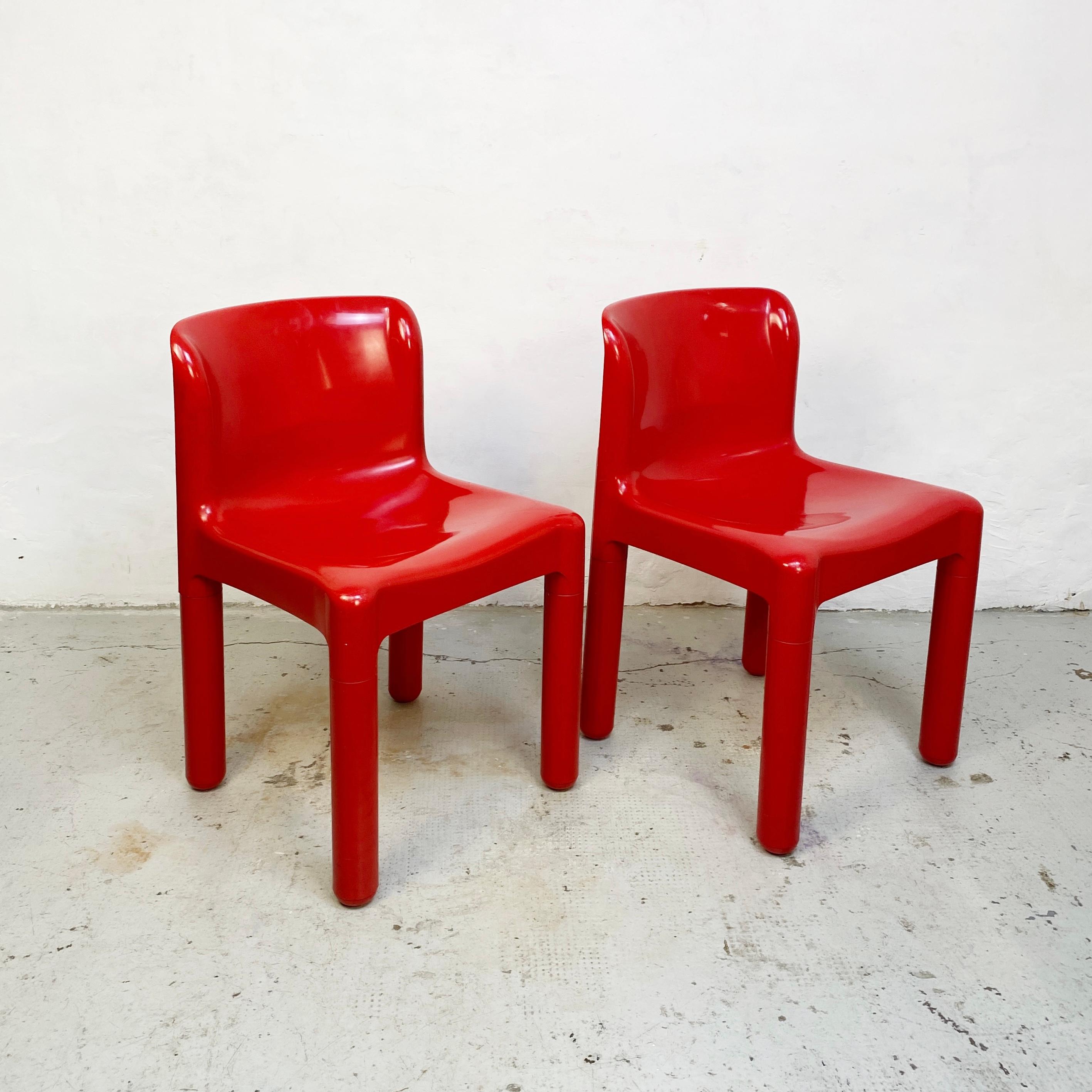 Italian Modern Red Chairs Mod. 4875 by Carlo Bartoli for Kartell, 1970s 2