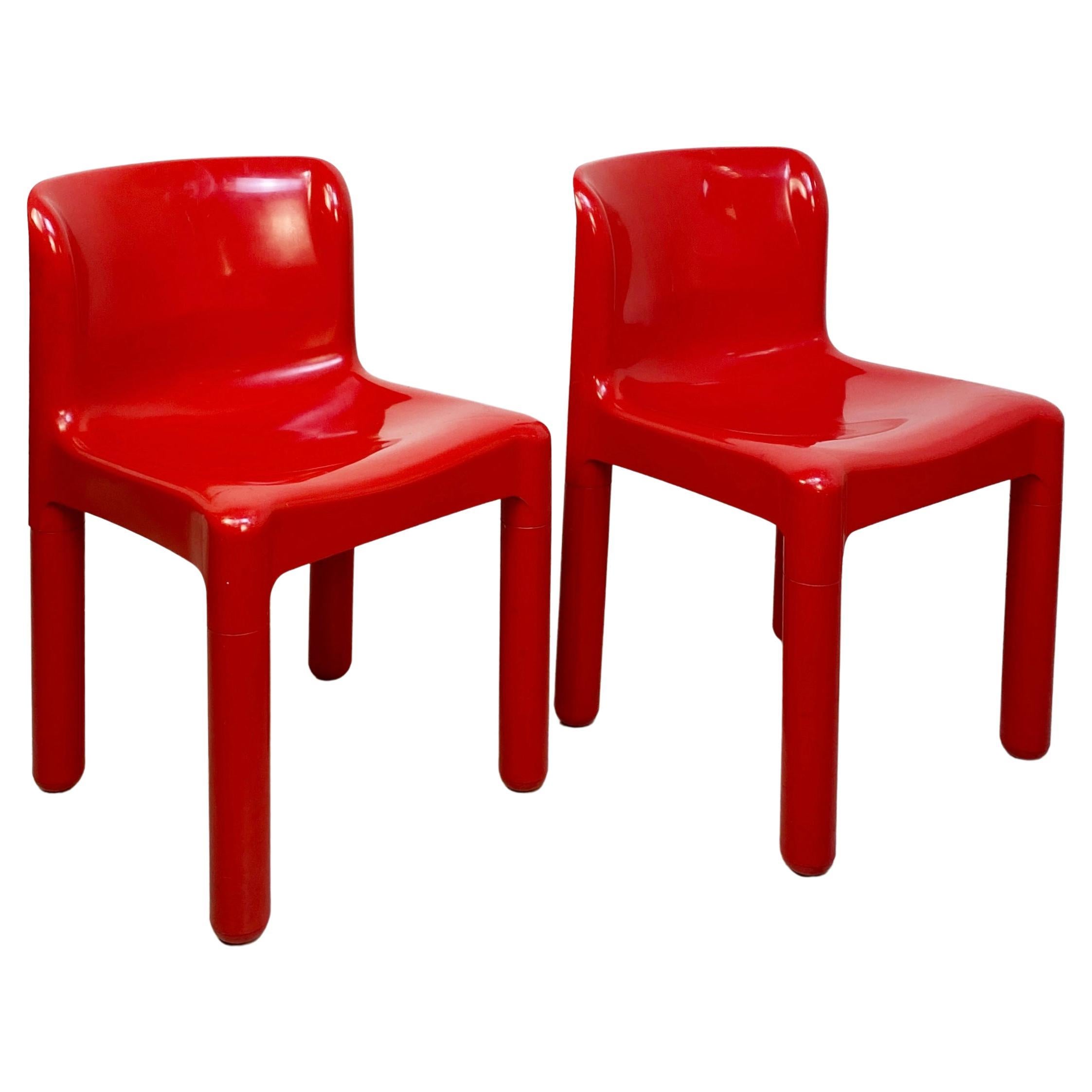 Italian Modern Red Chairs Mod. 4875 by Carlo Bartoli for Kartell, 1970s