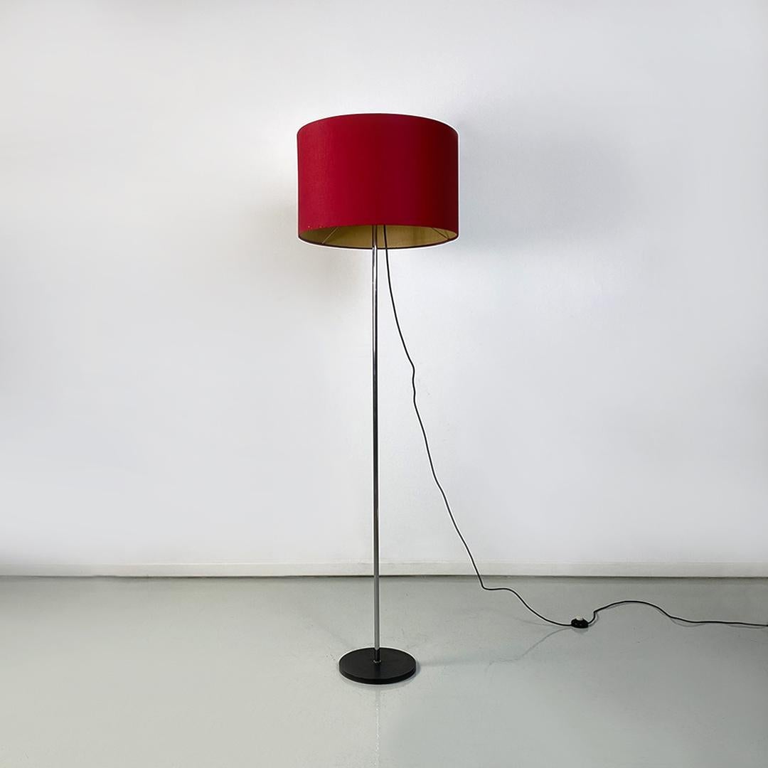Late 20th Century Italian Modern Red Fabric Black Metal and Steel Adjustable Height Lamp, 1970