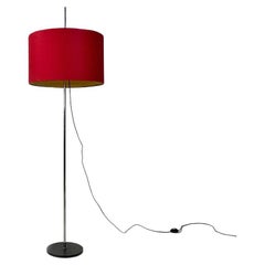 Italian Modern Red Fabric Black Metal and Steel Adjustable Height Lamp, 1970