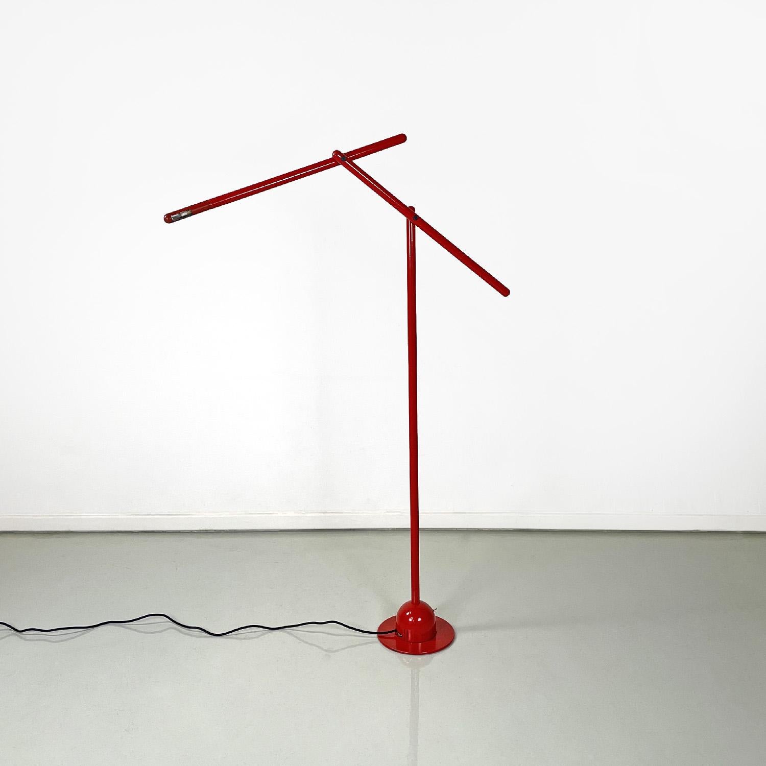 Modern Italian modern red floor lamp Mira by Mario Arnaboldi for Programmaluce, 1980s For Sale