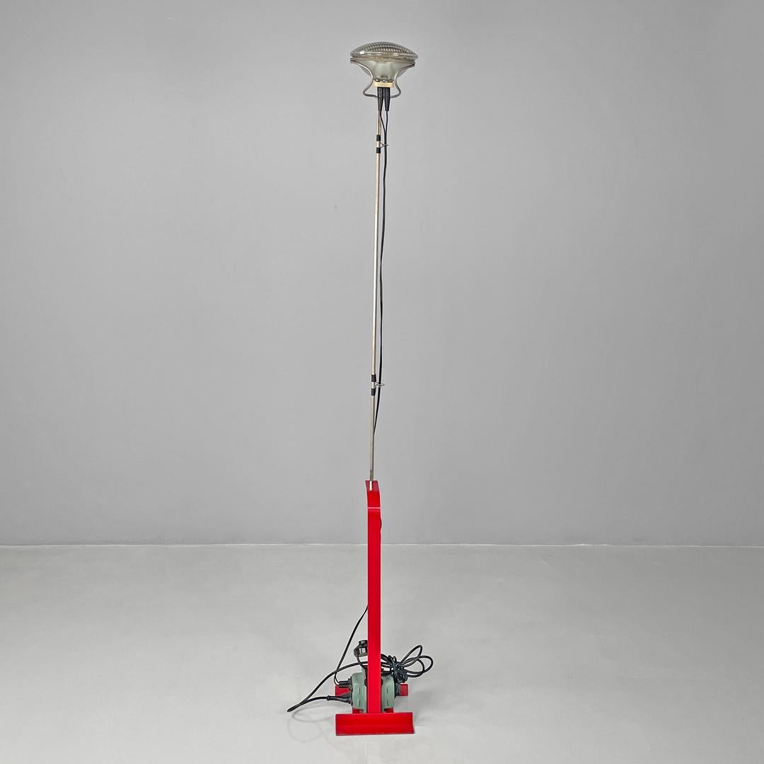 Modern Italian modern red floor lamp Toio by Castiglioni for Flos, 1970s For Sale