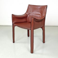 Italian modern red leather CAB 413 armchairs by Mario Bellini for Cassina, 1977