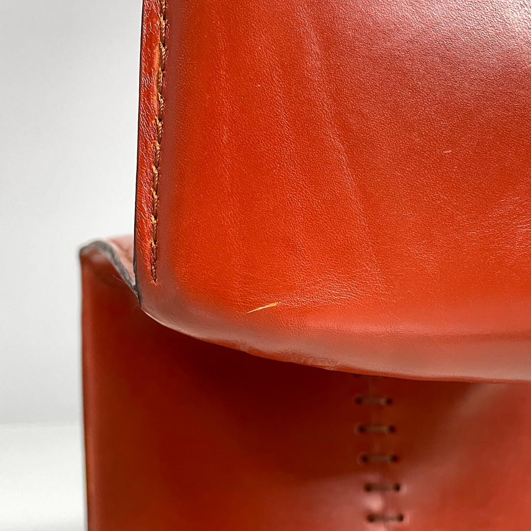 Italian modern red leather chairs Ed Archer by Philippe Starck for Driade, 1980s For Sale 4
