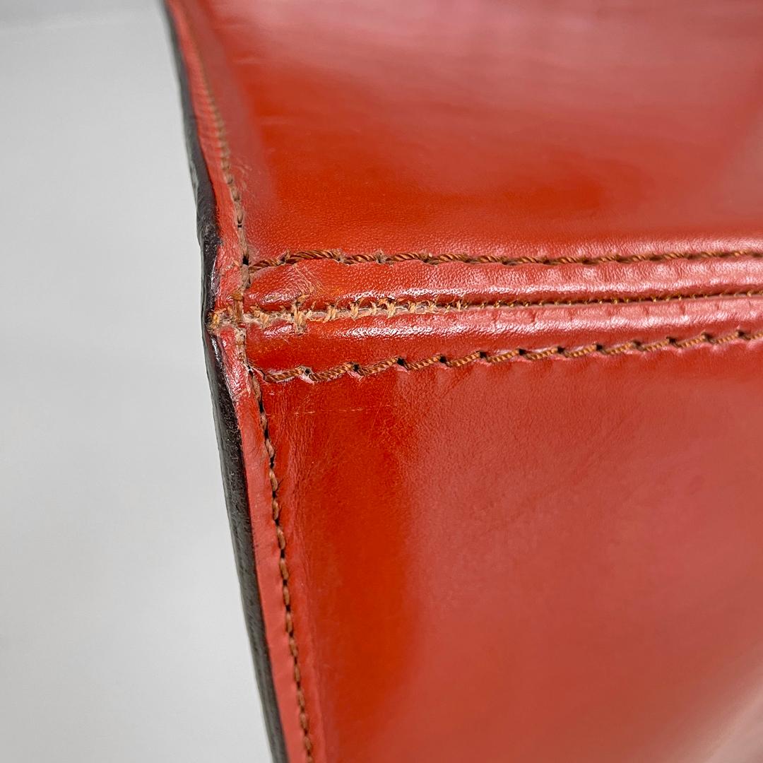 Italian modern red leather chairs Ed Archer by Philippe Starck for Driade, 1980s For Sale 6