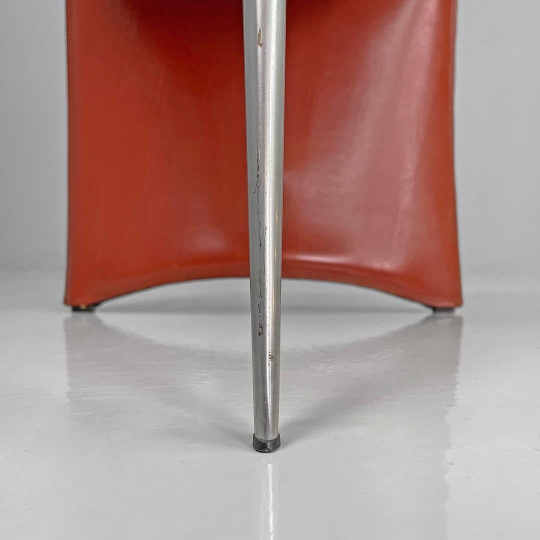 Italian modern red leather chairs Ed Archer by Philippe Starck for Driade, 1980s For Sale 9