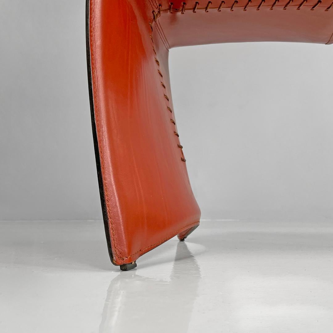 Italian modern red leather chairs Ed Archer by Philippe Starck for Driade, 1980s For Sale 10