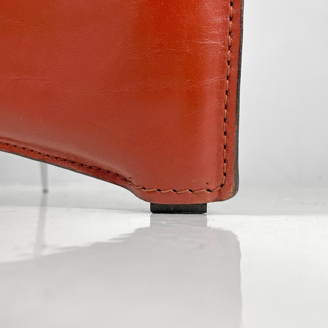 Italian modern red leather chairs Ed Archer by Philippe Starck for Driade, 1980s For Sale 11