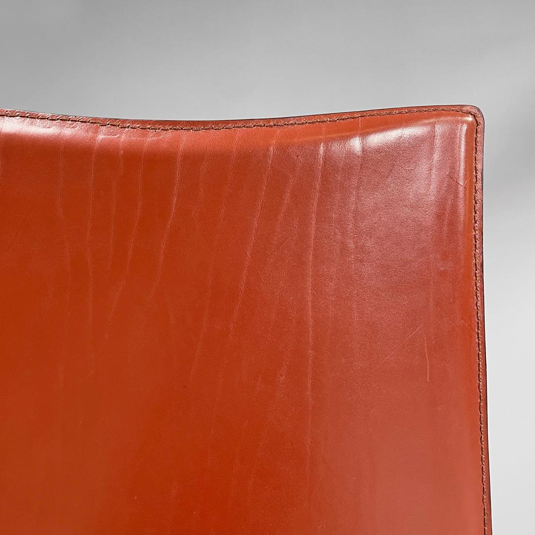 Italian modern red leather chairs Ed Archer by Philippe Starck for Driade, 1980s For Sale 2