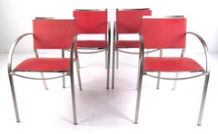 Italian Modern Red Leather Dining Chairs