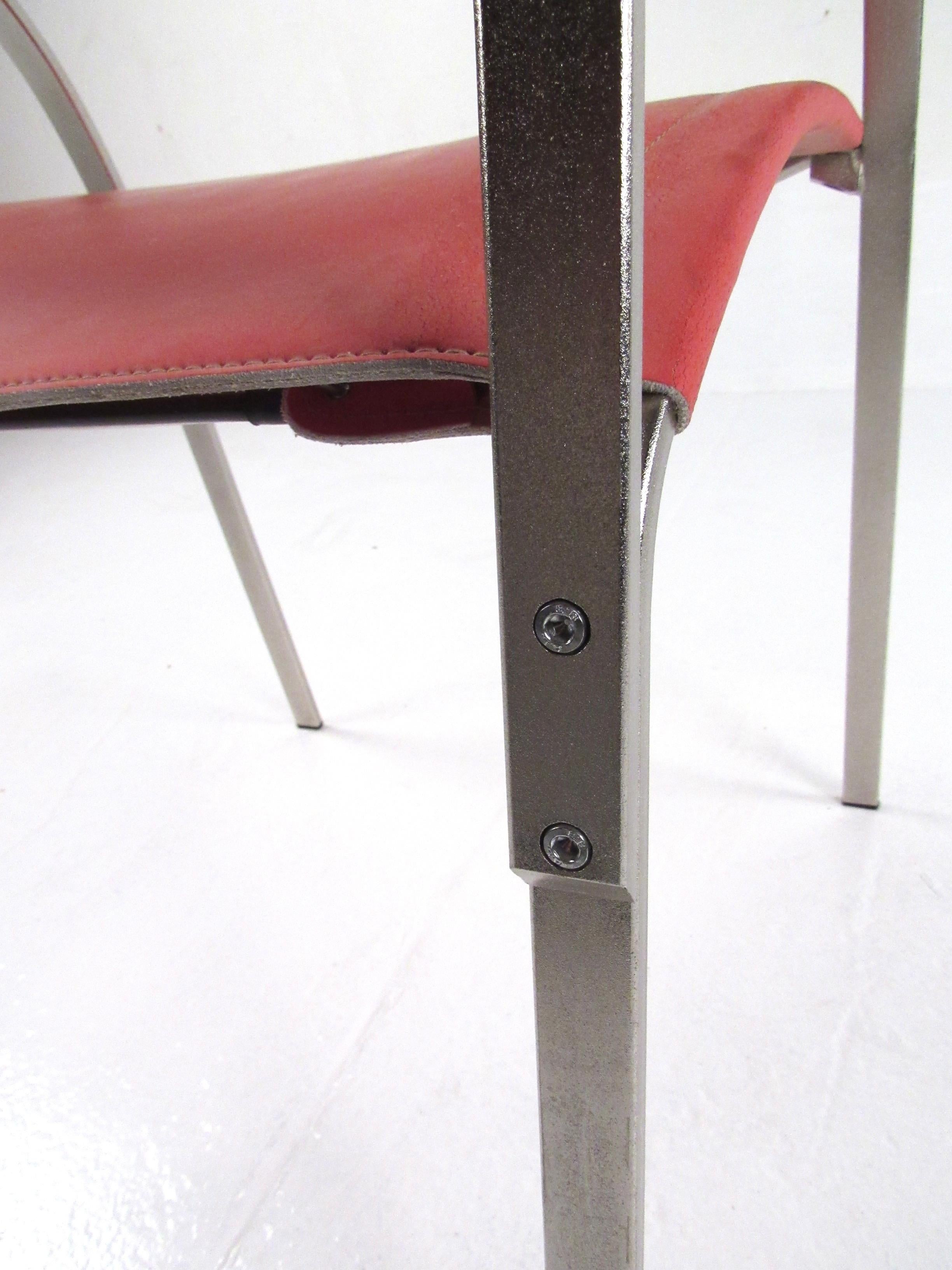 Italian Modern Red Leather Dining Chairs For Sale 1