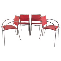 Italian Modern Red Leather Dining Chairs