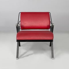 Italian modern red leatherette armchair by Formanova, 1980s