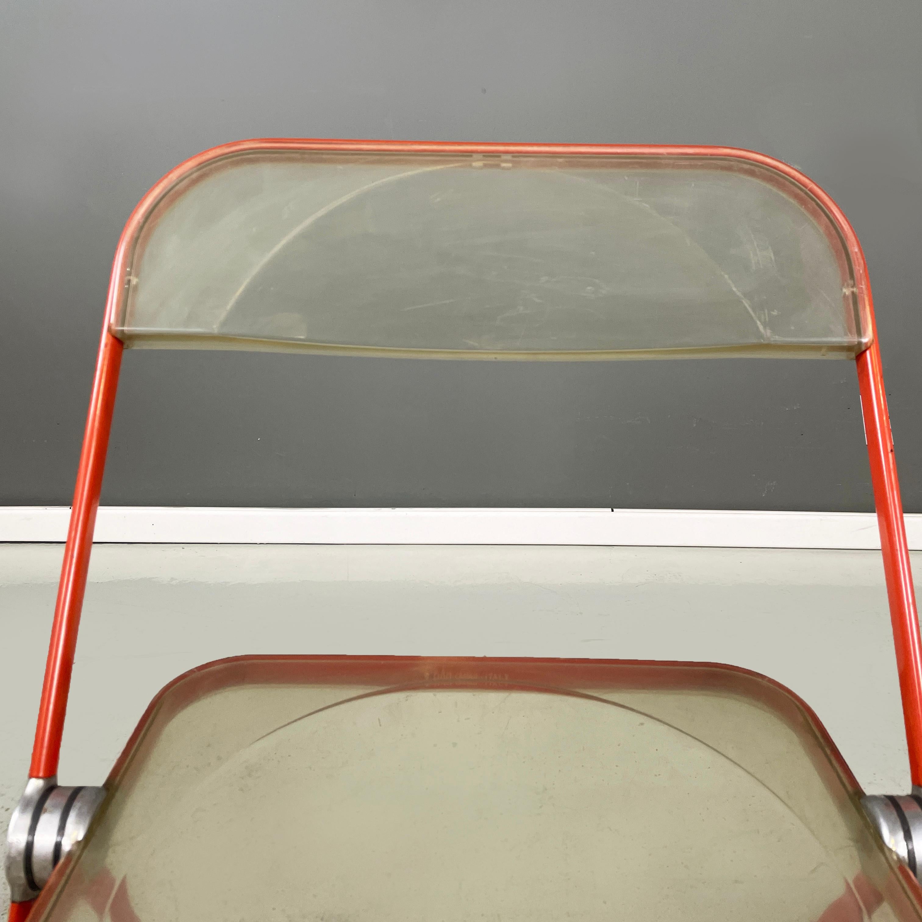 Italian Modern red metal ABS Folding Chairs Plia Piretti Anonima Castelli, 1970s For Sale 6