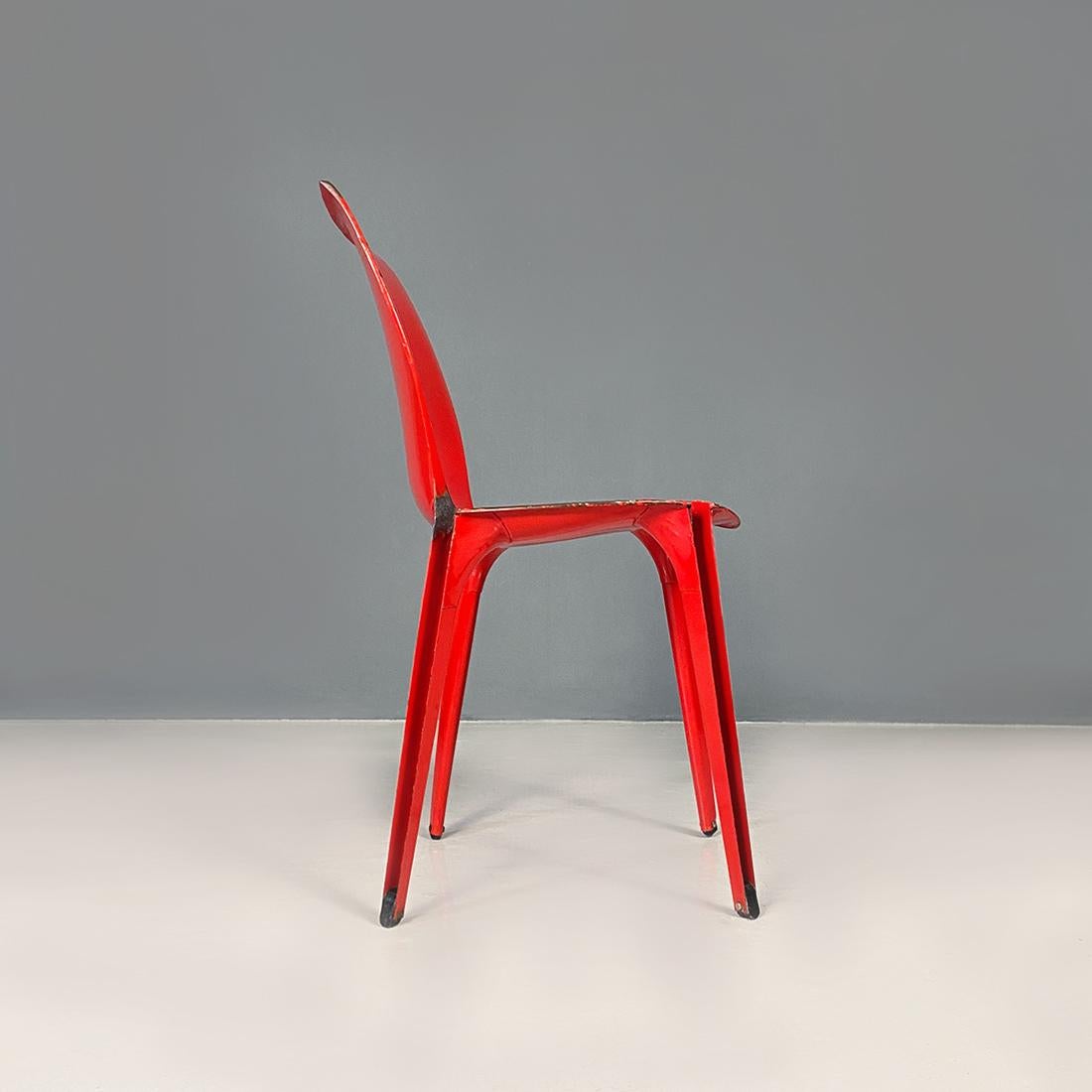 Italian Modern Red Metal Lamda Chair by Marco Zanuso and Richard Sapper, 1970s 6