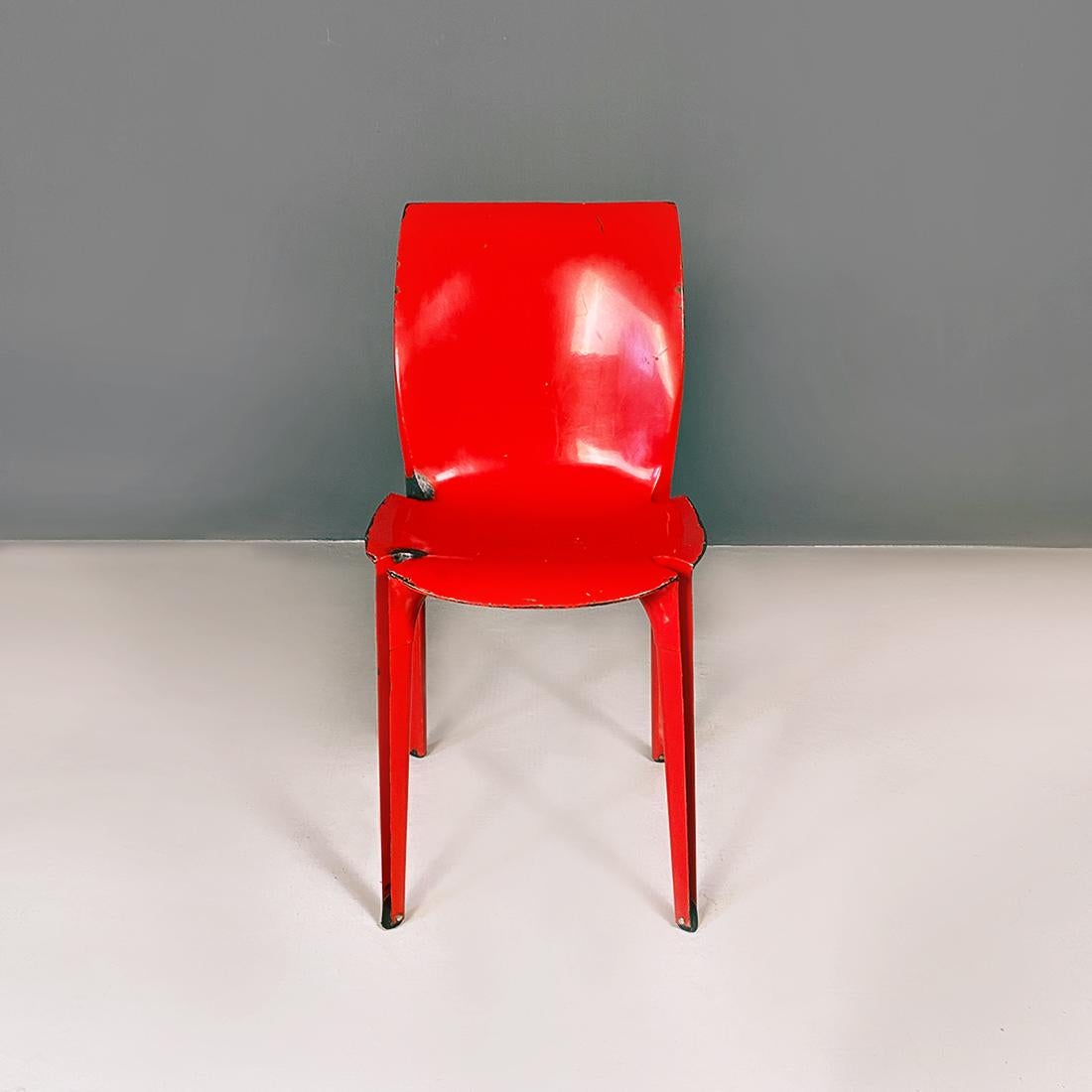 Italian Modern Red Metal Lamda Chair by Marco Zanuso and Richard Sapper, 1970s 7