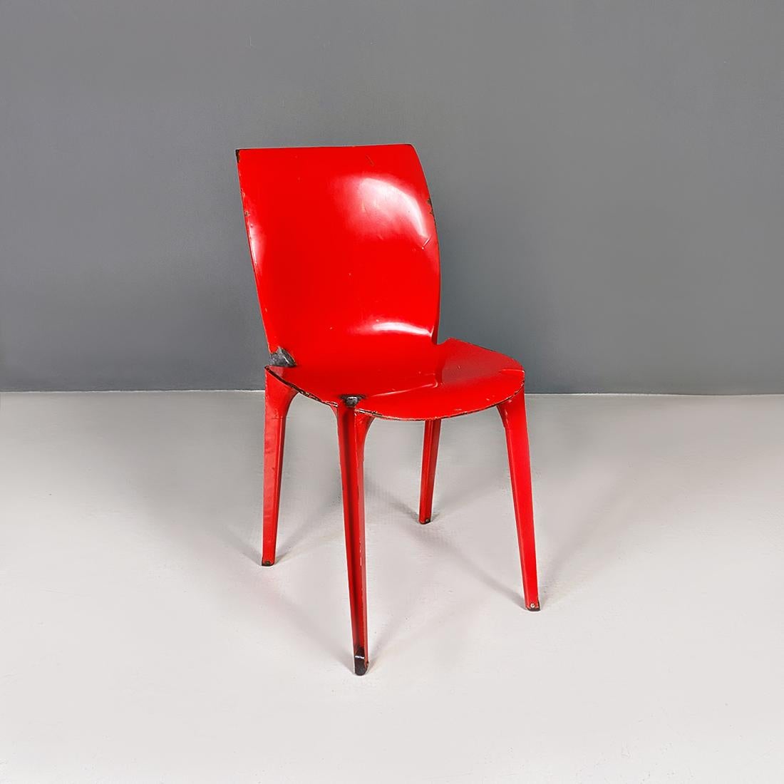 Italian Modern Red Metal Lamda Chair by Marco Zanuso and Richard Sapper, 1970s 8