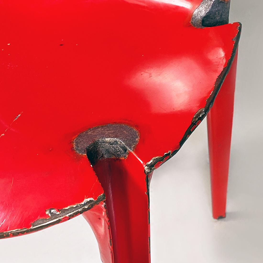 Late 20th Century Italian Modern Red Metal Lamda Chair by Marco Zanuso and Richard Sapper, 1970s