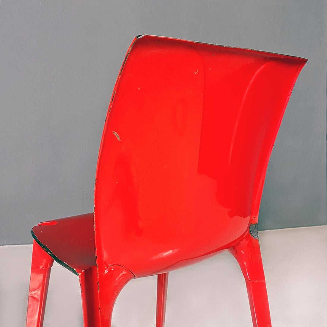 Italian Modern Red Metal Lamda Chair by Marco Zanuso and Richard Sapper, 1970s 1