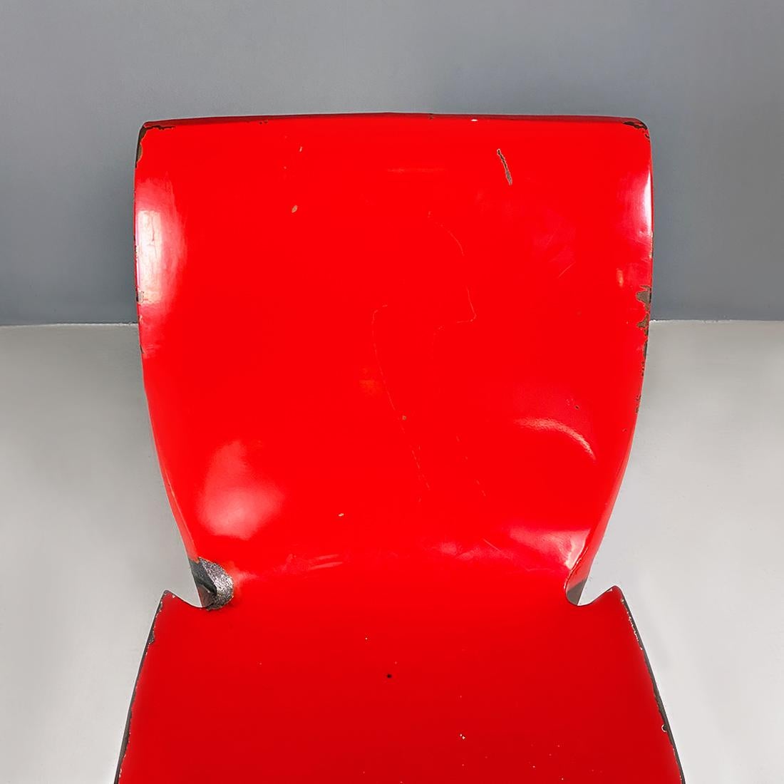 Italian Modern Red Metal Lamda Chair by Marco Zanuso and Richard Sapper, 1970s 2