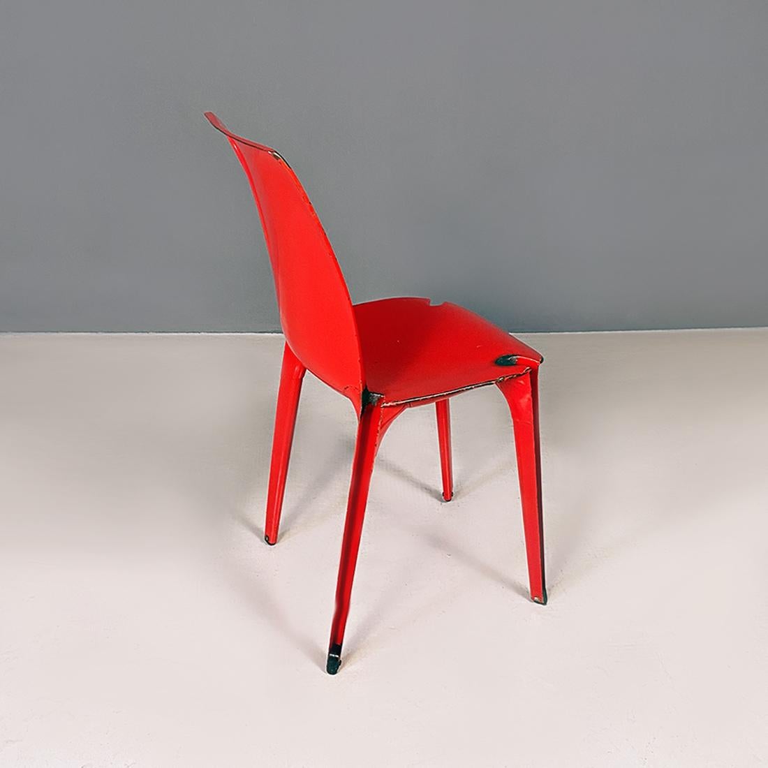 Italian Modern Red Metal Lamda Chair by Marco Zanuso and Richard Sapper, 1970s 5