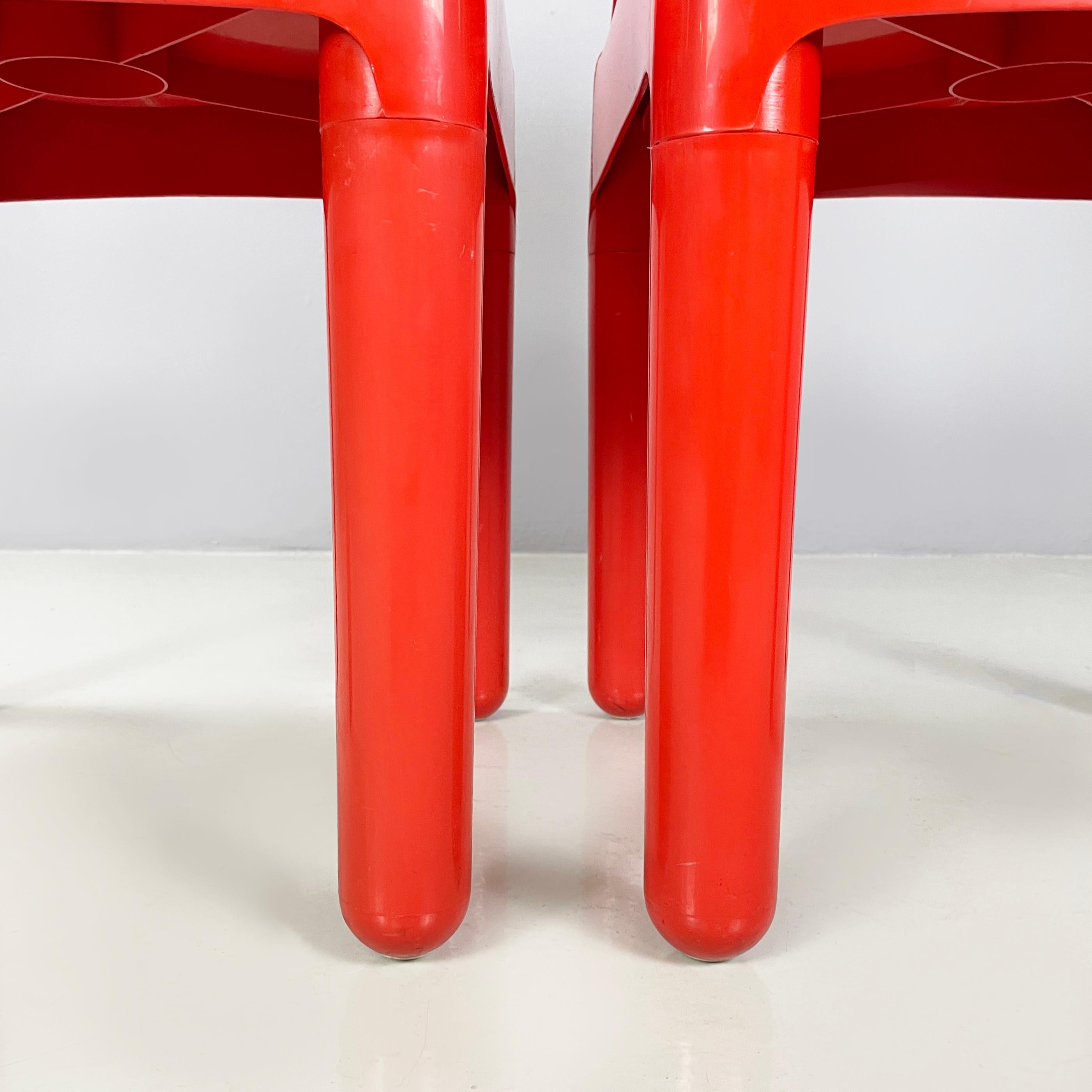 Italian modern red plastic chairs 1050 by Marcello Siard for Longato, 1970s For Sale 12