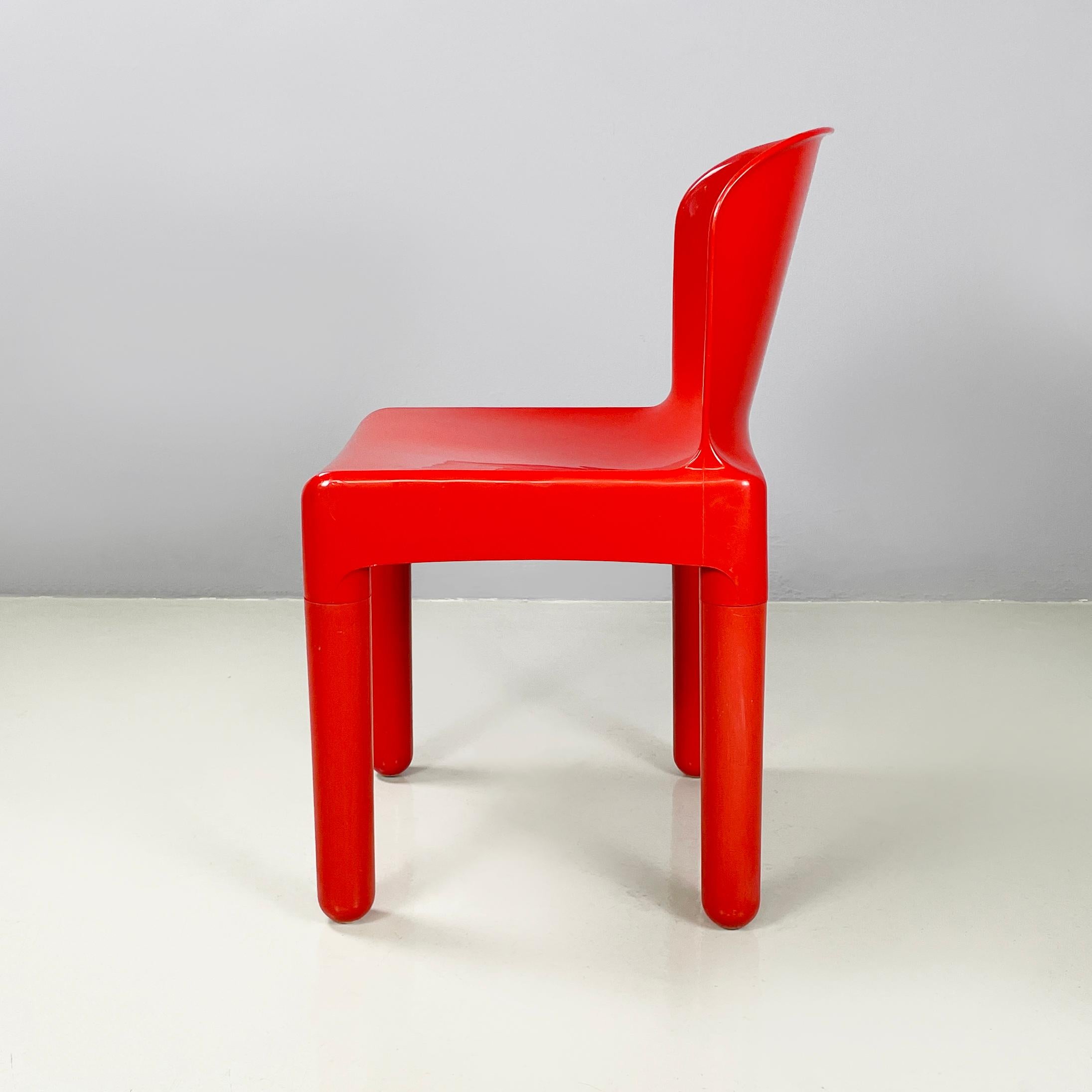 Modern Italian modern red plastic chairs 1050 by Marcello Siard for Longato, 1970s For Sale