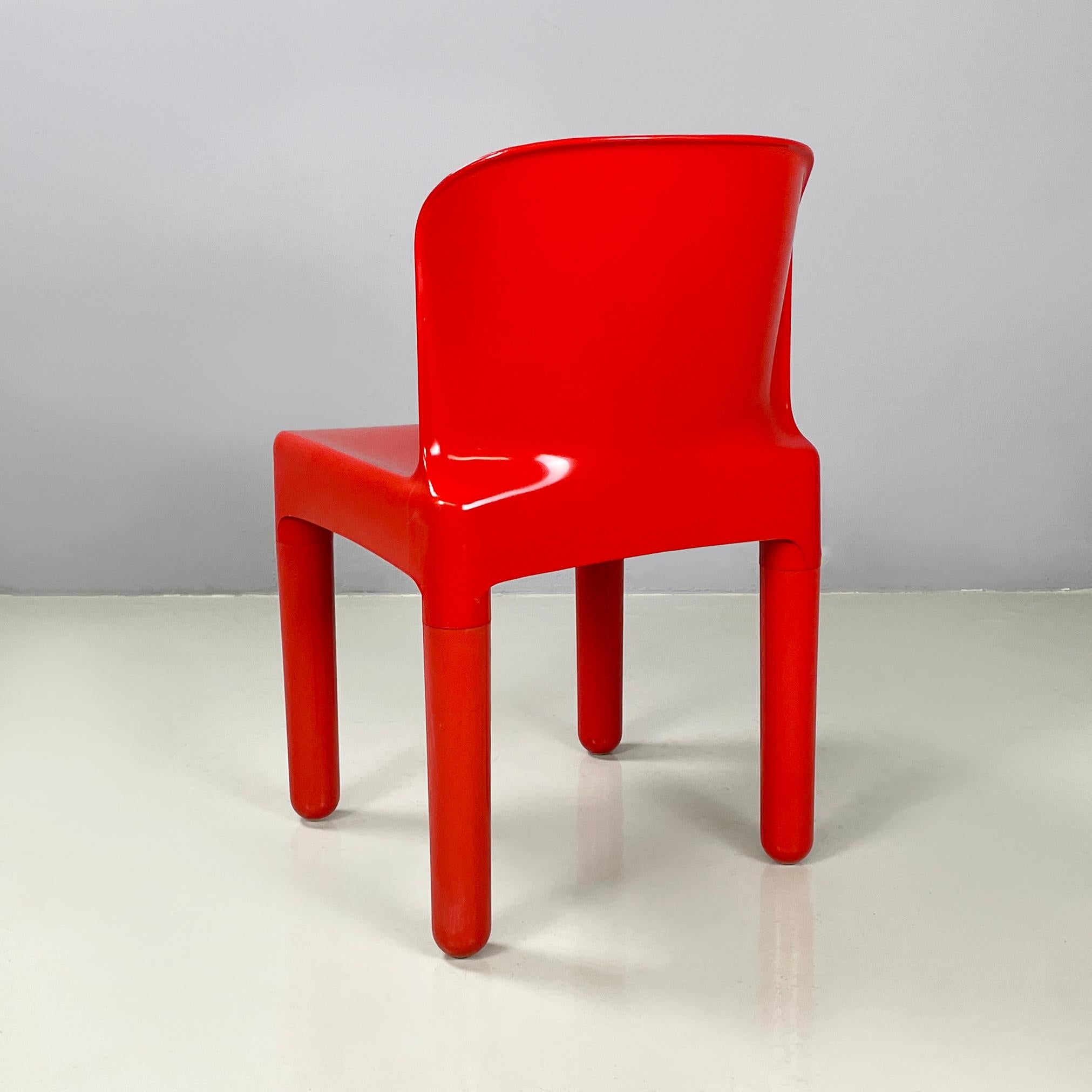 Italian modern red plastic chairs 1050 by Marcello Siard for Longato, 1970s In Good Condition For Sale In MIlano, IT