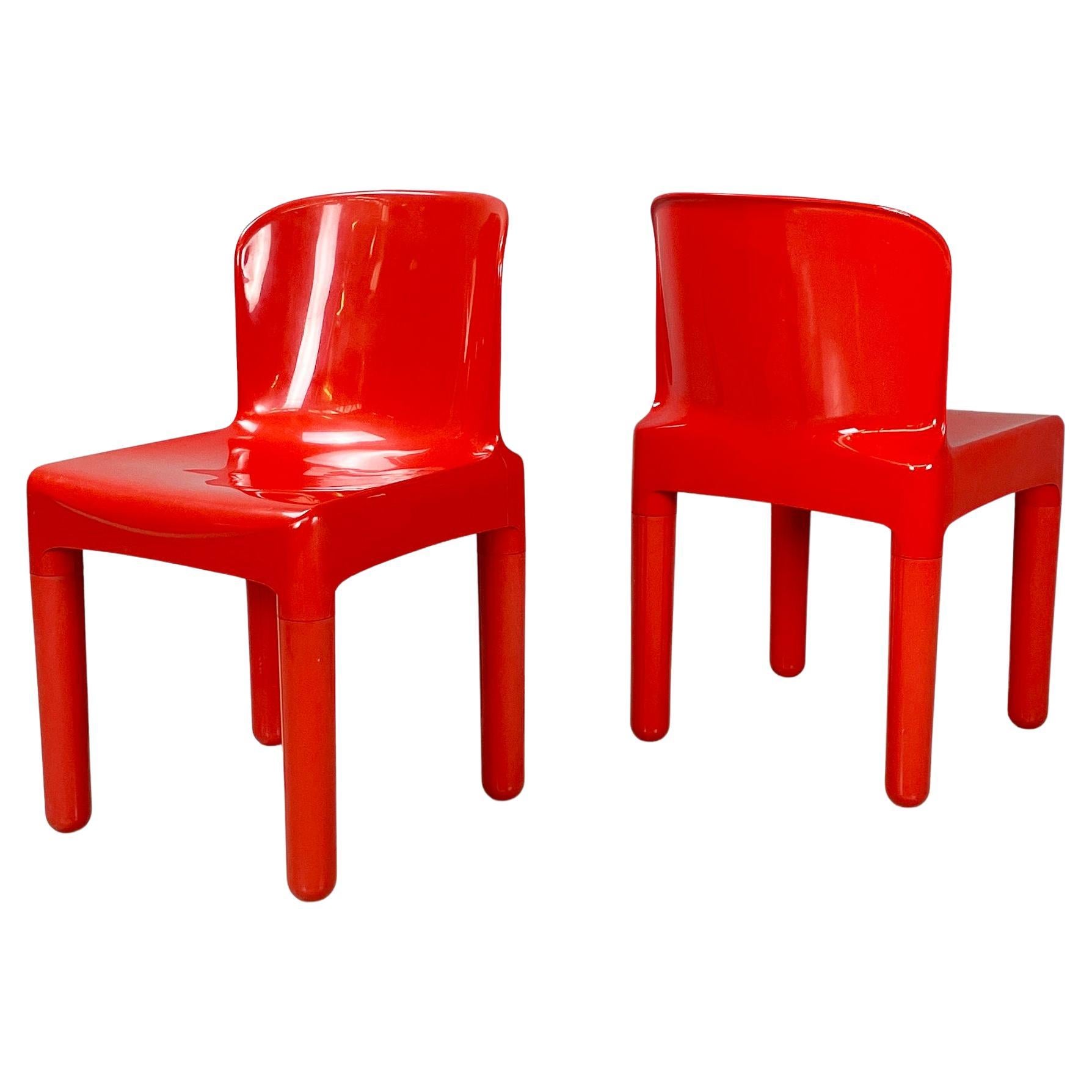 Sillas modernas italianas de plástico rojo 1050 de Marcello Siard para Longato, años 70