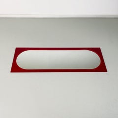 Italian modern red plastic medium size wall mirror by Kartell, 1970s