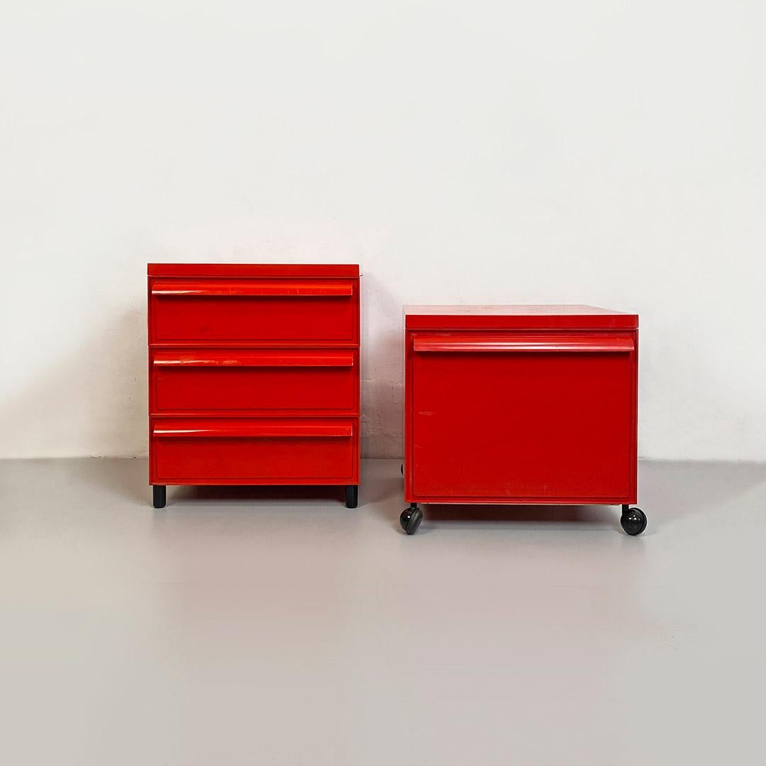 Italian Modern Red Plastic Modular 4602 Chest of Drawers by Fussel Kartell 1970 In Good Condition For Sale In MIlano, IT