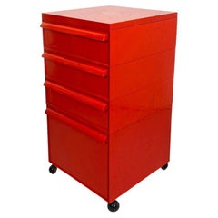 Italian Modern Red Plastic Modular 4602 Chest of Drawers by Fussel Kartell 1970