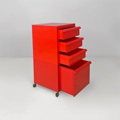 Italian modern red plastic modular 4602 drawers by Simon Fussel for Kartell 1970