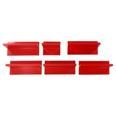 Italian modern Red plastic shelves by Marcello Siard for Kartell, 1970s