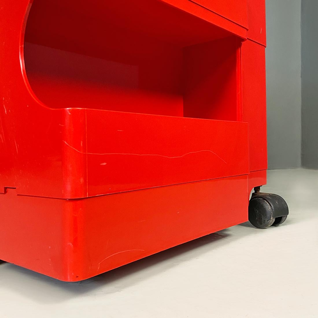 Italian Modern Red Plastic Storage Trolley Boby Joe Colombo for Bieffeplast 1968 6