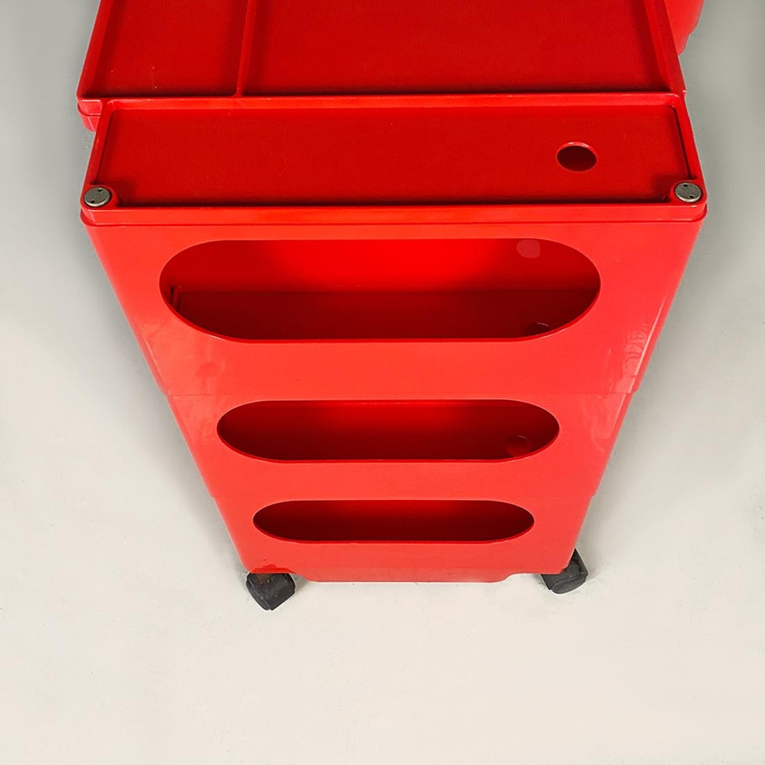 Italian Modern Red Plastic Storage Trolley Boby Joe Colombo for Bieffeplast 1968 7