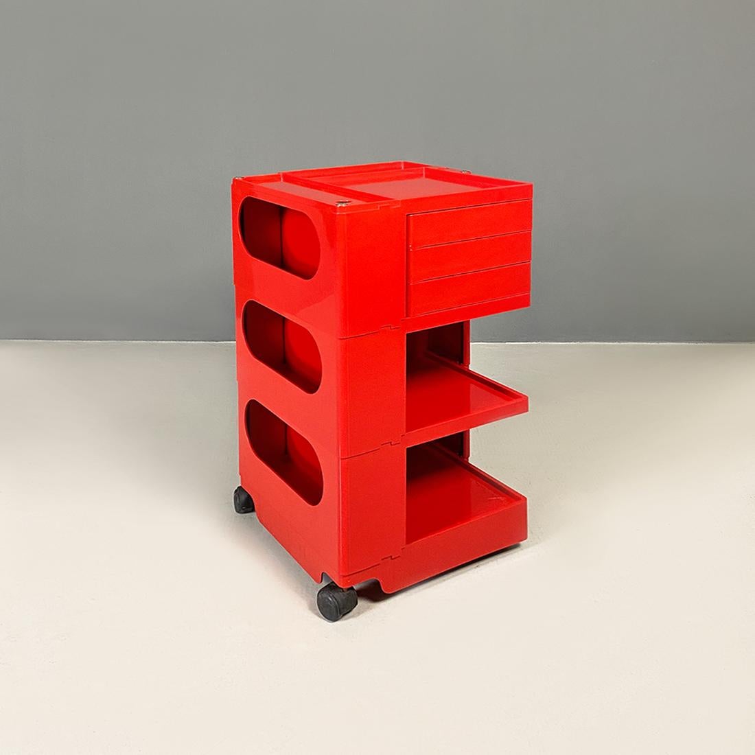 Mid-20th Century Italian Modern Red Plastic Storage Trolley Boby Joe Colombo for Bieffeplast 1968