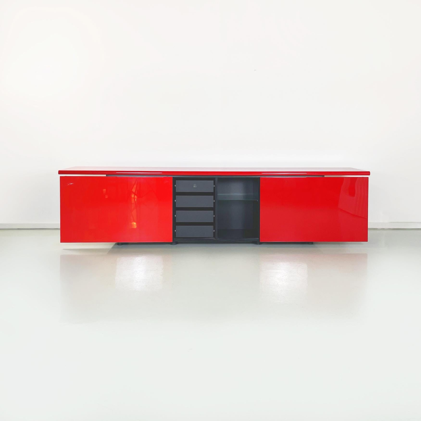 Late 20th Century Italian Modern Red Sideboard Sheraton by Stoppino and Acerbis for Acerbis, 1977 For Sale
