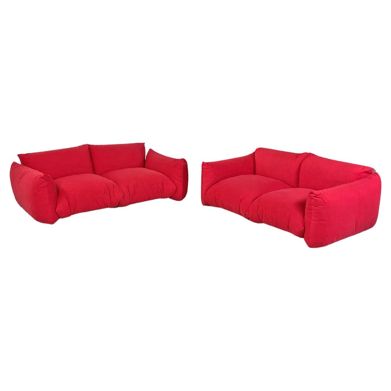 Italian modern red sofas Marenco by Mario Marenco for Arflex, 1970s For Sale
